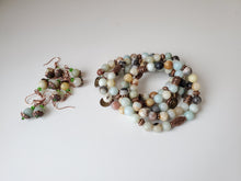 Load image into Gallery viewer, Seaside - Green and Brown beaded bracelet and earrings
