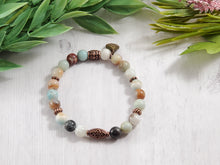 Load image into Gallery viewer, Seaside - Green and Brown beaded bracelet and earrings
