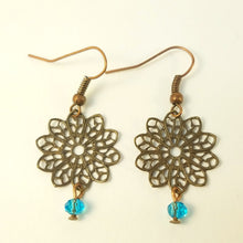 Load image into Gallery viewer, Antique Filigree Flower Necklace and Earrings
