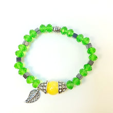 Load image into Gallery viewer, Green Crystal Bracelet with Leaf
