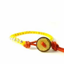 Load image into Gallery viewer, Bloom - Tulips-  Red Leather wrap bracelet yellow accents
