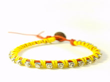 Load image into Gallery viewer, Bloom - Tulips-  Red Leather wrap bracelet yellow accents
