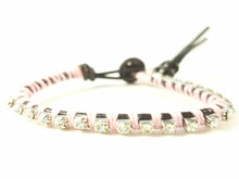 Load image into Gallery viewer, Bloom - Pink Roses - Green Bloom - Brown Leather wrap bracelet with pink accents
