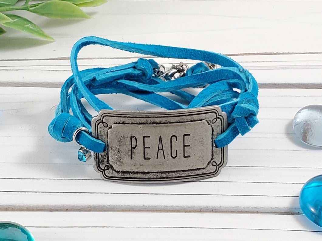 Wrap Leather Bracelet - Peace