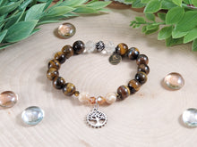 Load image into Gallery viewer, Tiger&#39;s Eye Bracelet with Tree of Life Pendant
