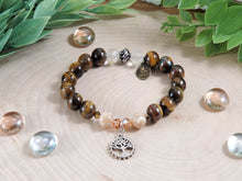 Load image into Gallery viewer, Tiger&#39;s Eye Bracelet with Tree of Life Pendant
